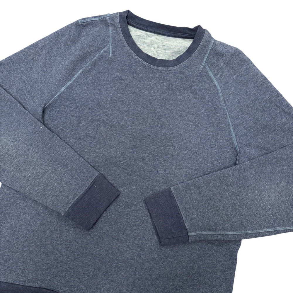 Lululemon Sweatshirt Mens Large Blue Gray Raglan Crew Neck Activewear Pullover